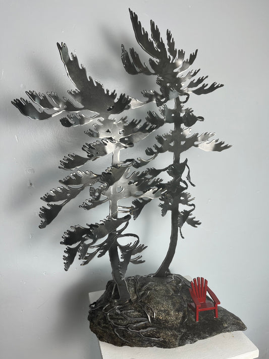Cathy mark windswept metal tree on stone