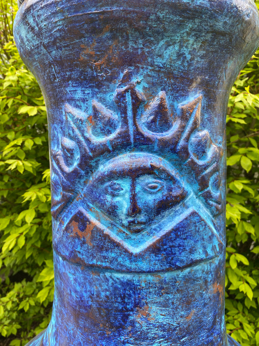 Chiminea Large — Made in Mexico #11 Blue sun face
