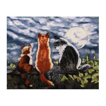 Cat Whispers 8x12" Hand Painted Art Tile