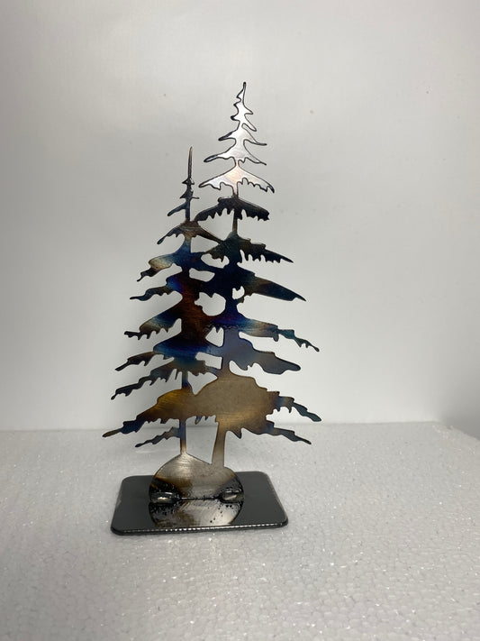 metal pine trees on base