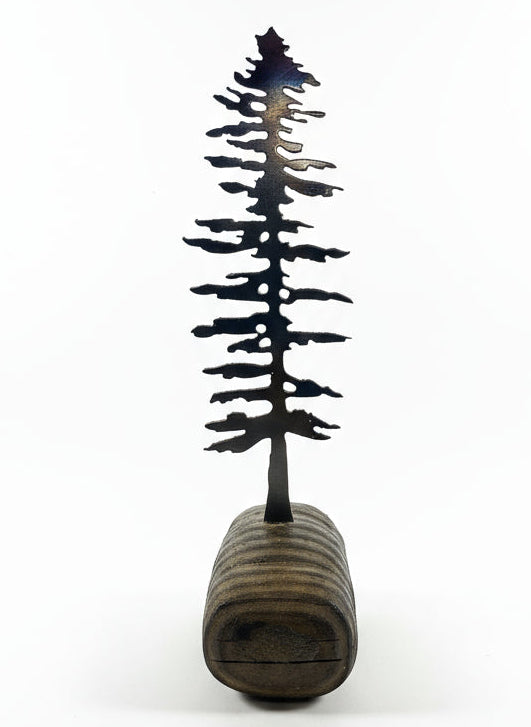 Metal Tree on Wood Base