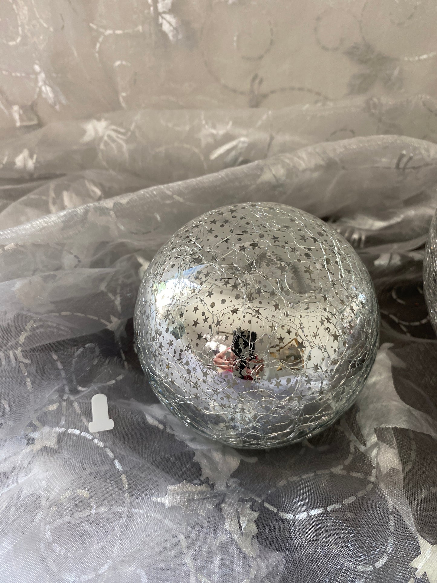 Crackled Silver Sphere with LED