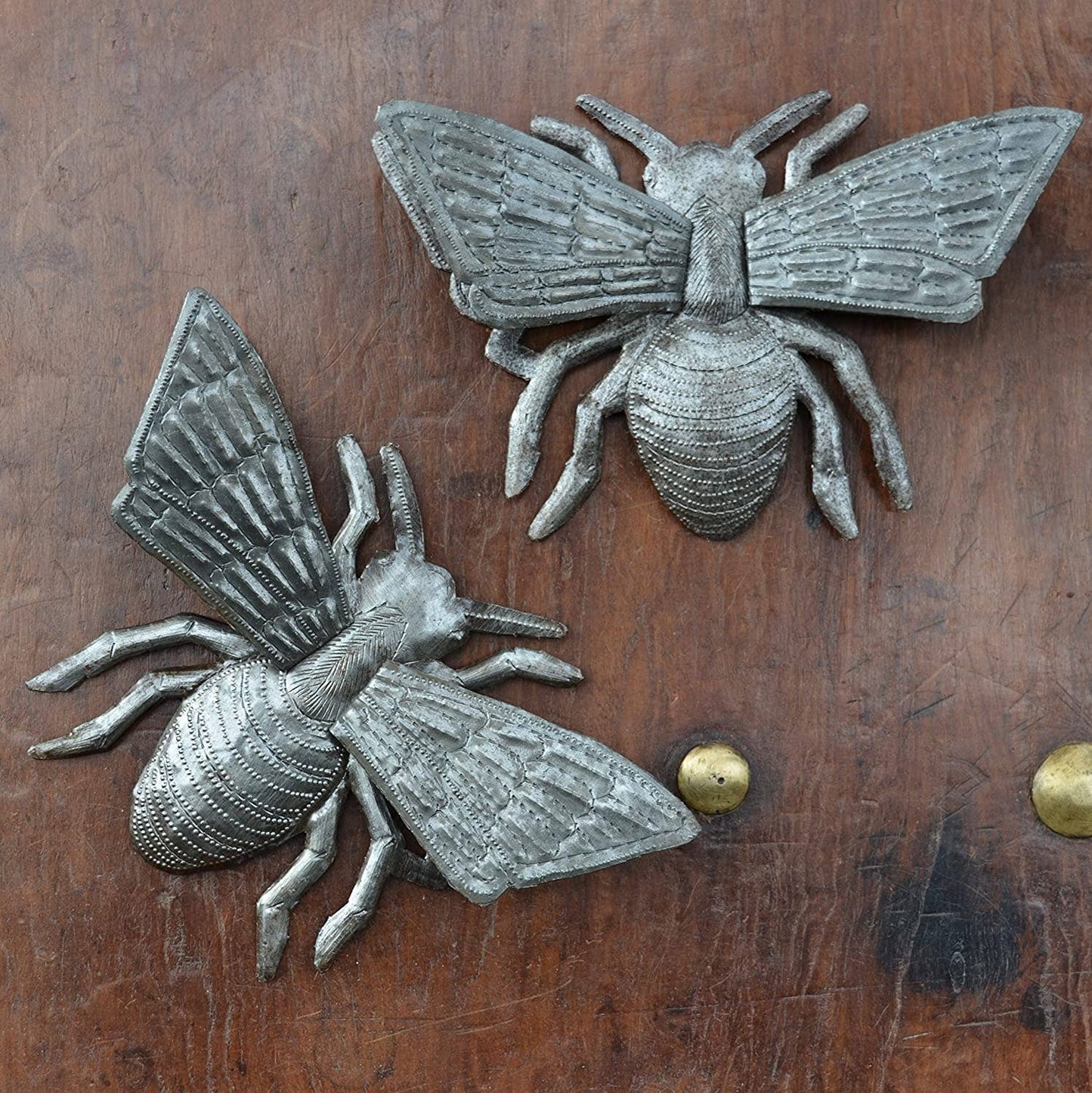 6" Metal Bee Garden Art Set of 2 Recycled Fair Trade Haiti