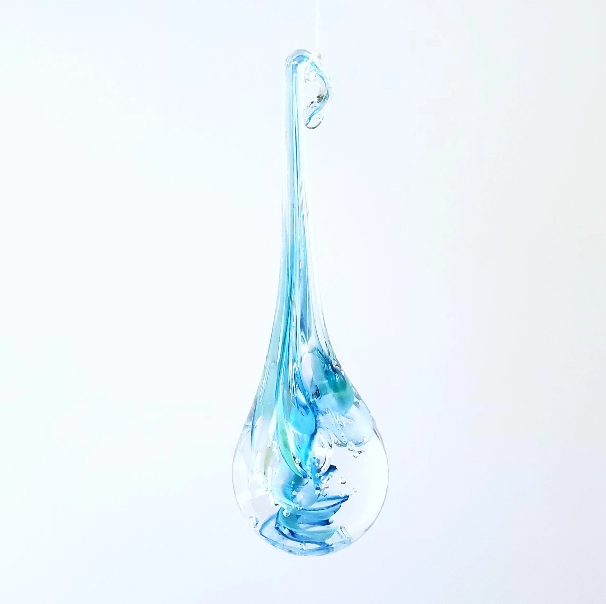 Turquoise Hand-blown Glass Tear of Joy.
