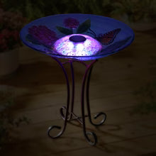 Solar Monarch Butterfly Glass Bird Bath