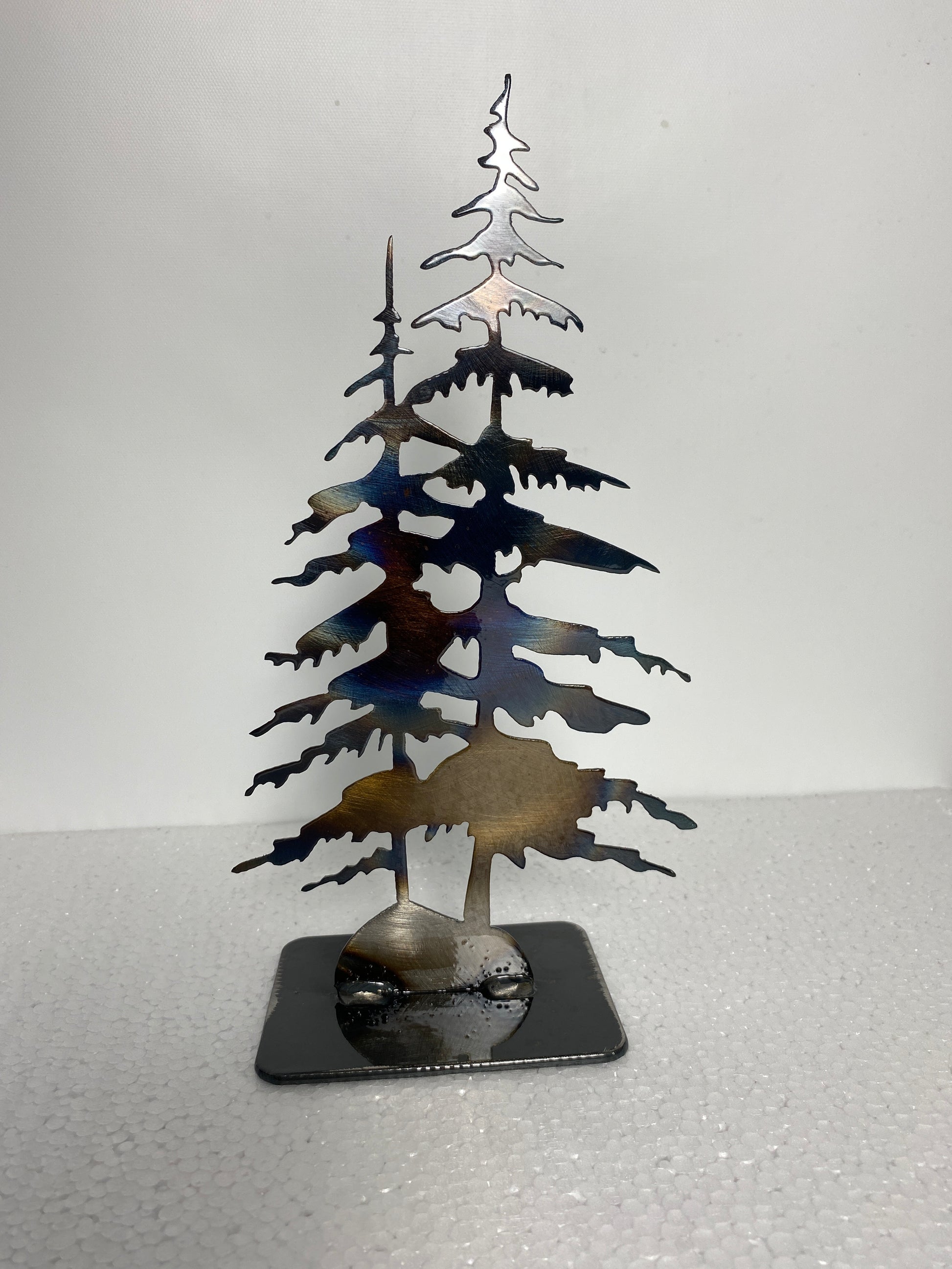 metal pine trees on base