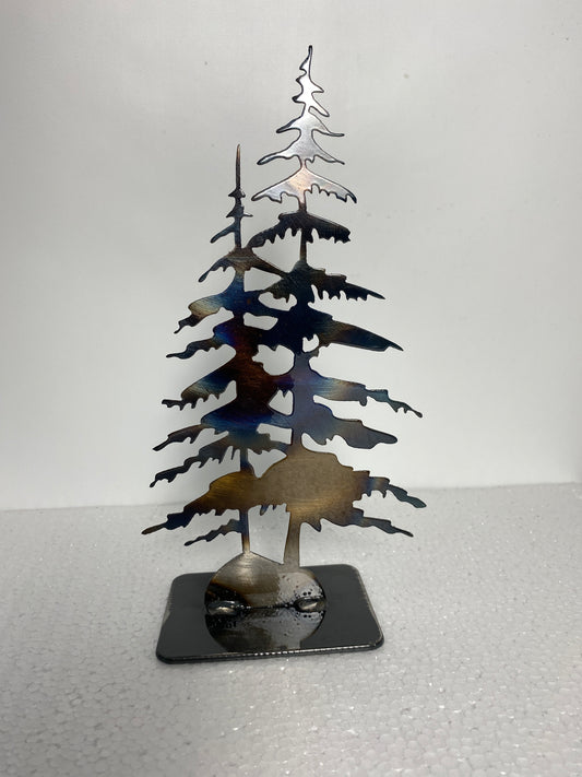 metal pine trees on base