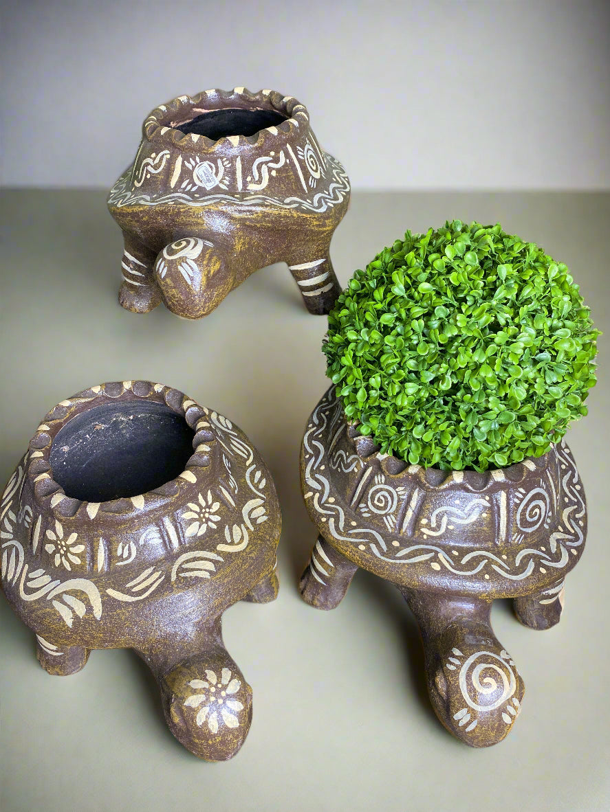 Clay Turtle Planters Made in Mexico