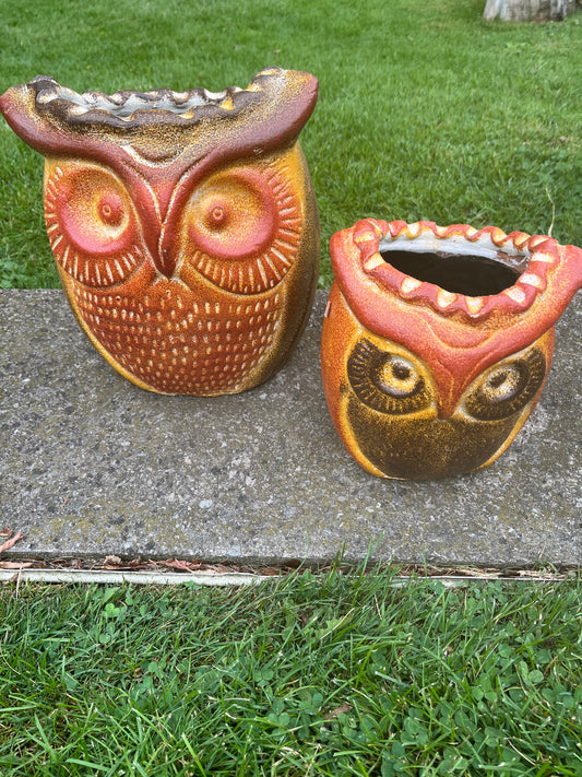 Mexican clay owl planters