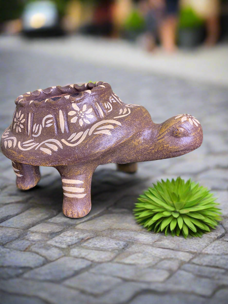 Medium Clay Turtle Flower Pot