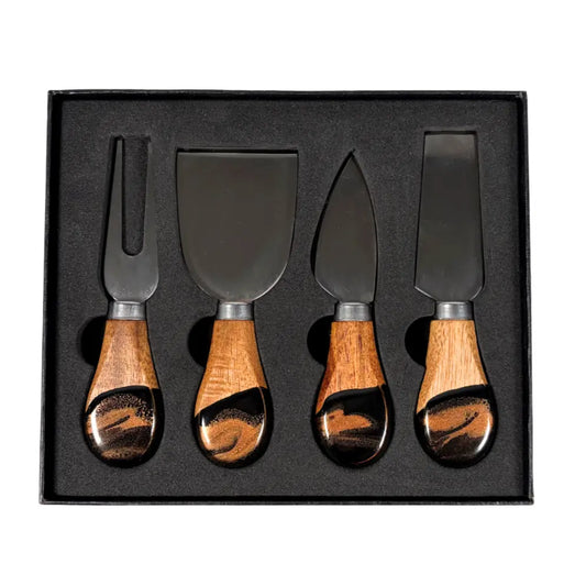 Black onyx cheese knife set