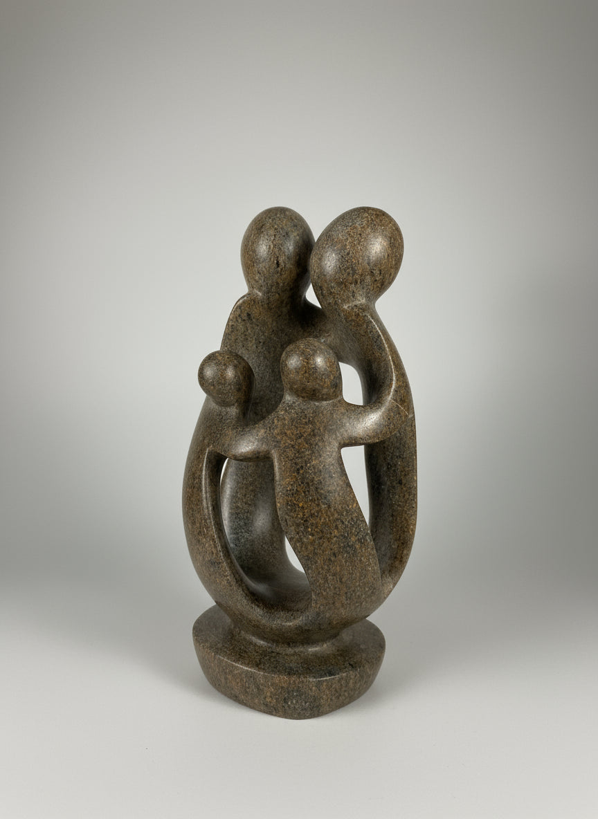 Zimbabwe stone sculpture of a family of 4