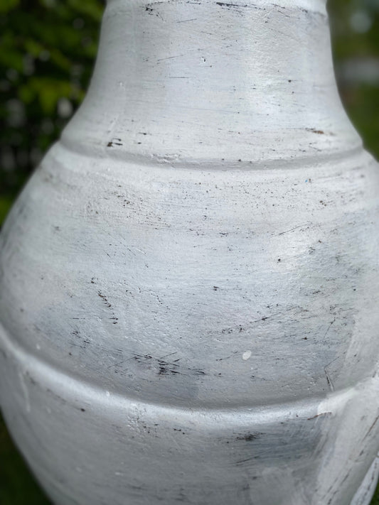 close up of white chiminea
