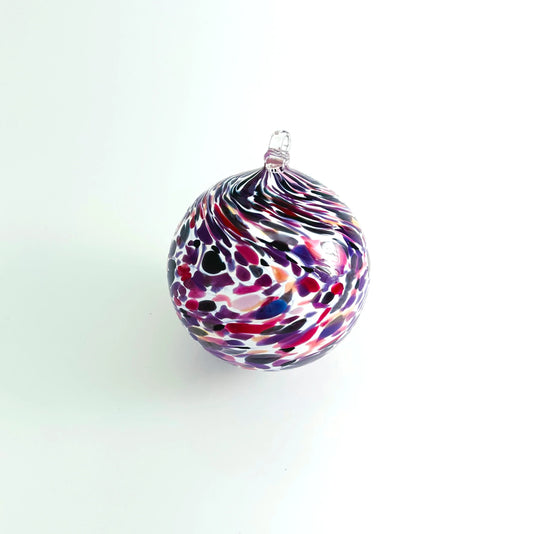 Handblown Glass Orb - Canadian Made - Purple on white background