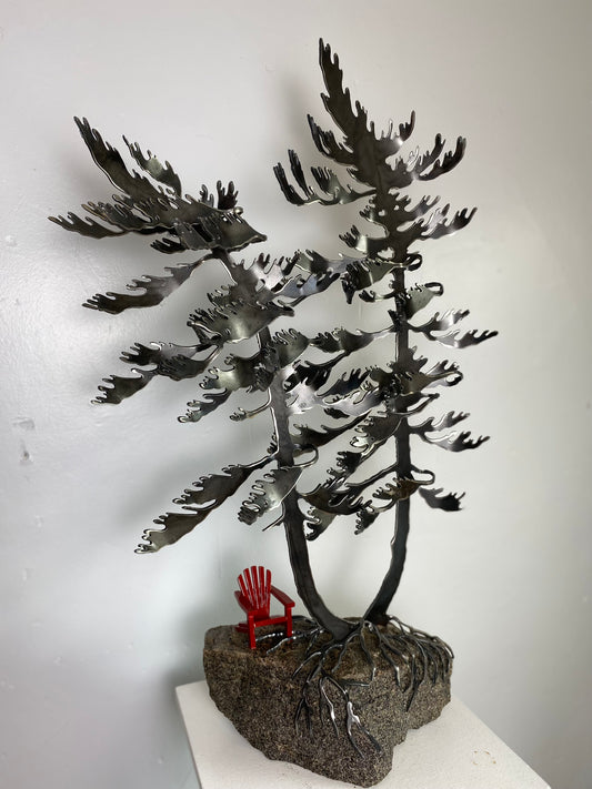 Cathy Mark Windswept tree with Muskoka Chair