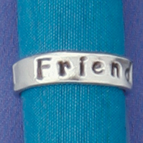 Pewter ring with the word friends made in canada