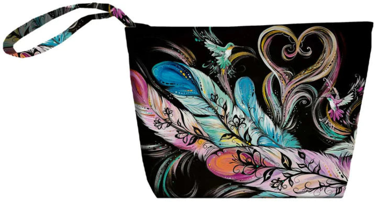 Carla Joseph Tote Bag - indigenous art bag with hummingbird and feathers