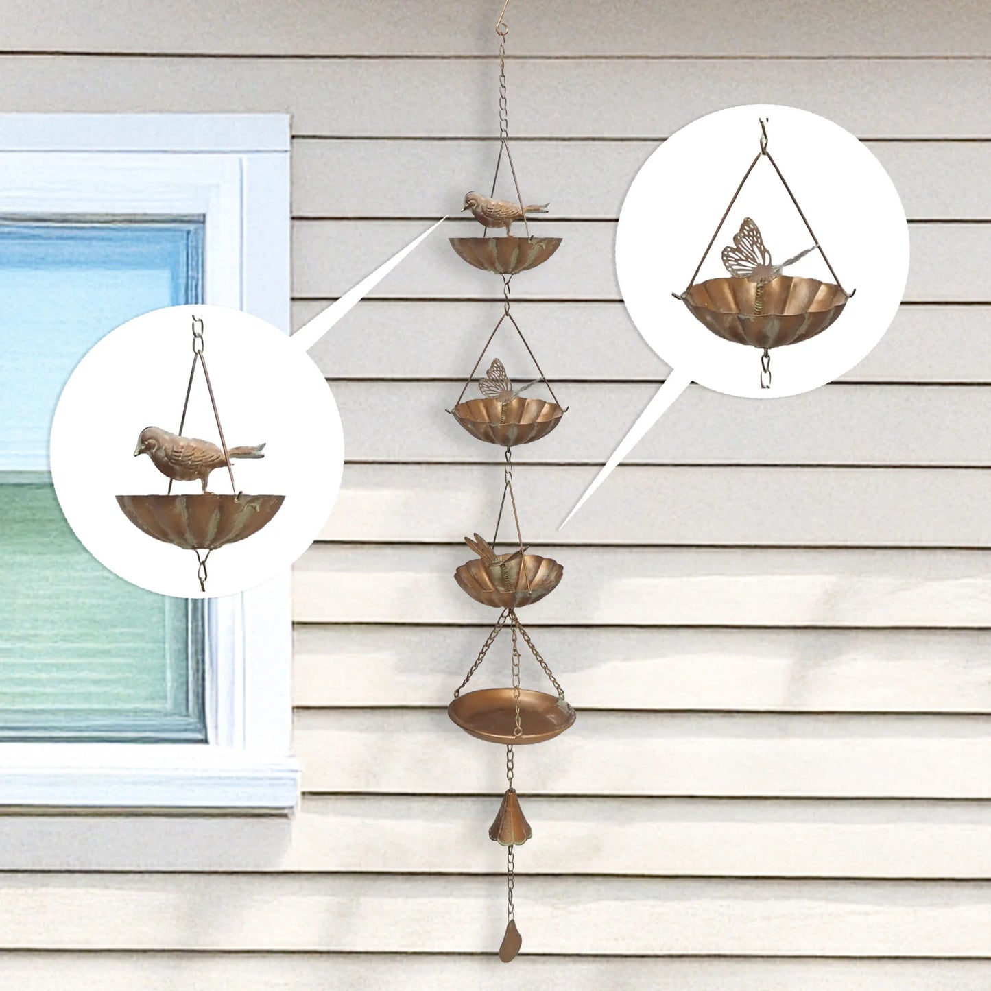 Bird and butterfly rain chain