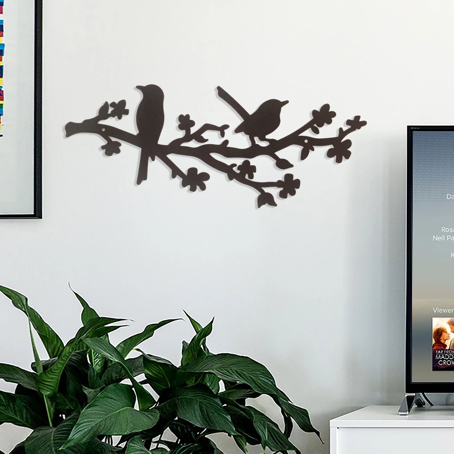 Birds on branches metal wall decor