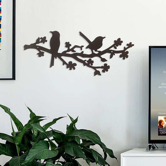 Birds on branches metal wall decor