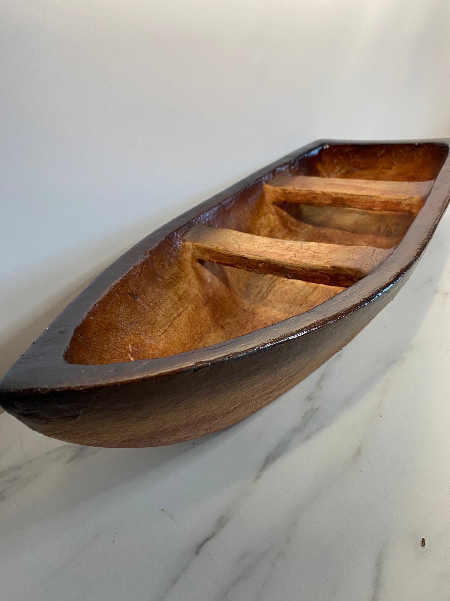 Decorative clay rowboat