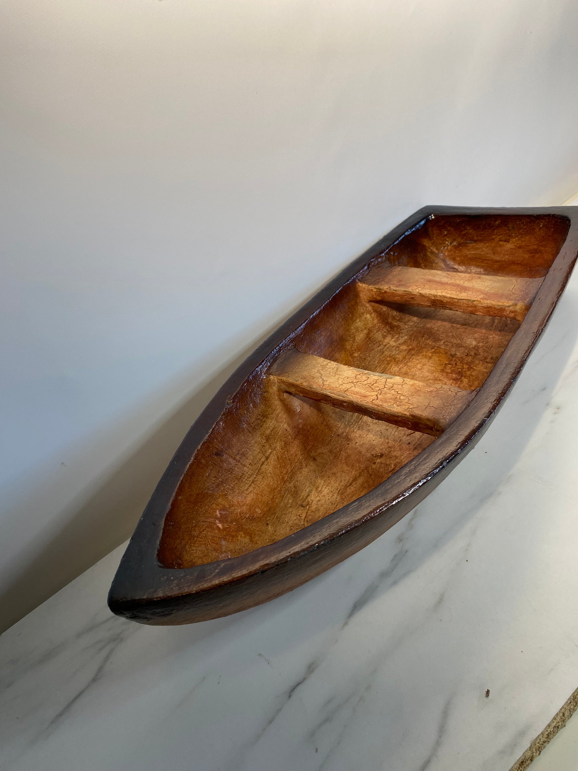 Decorative clay rowboat