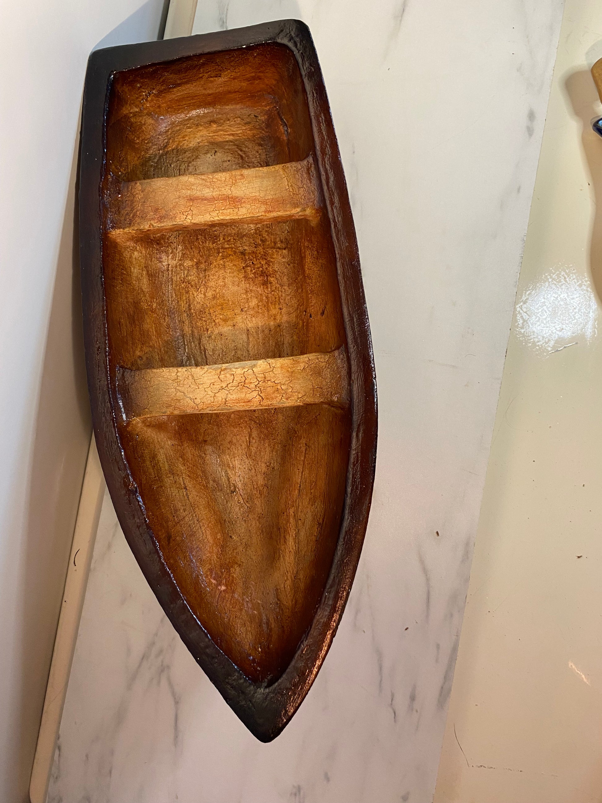 Decorative clay rowboat