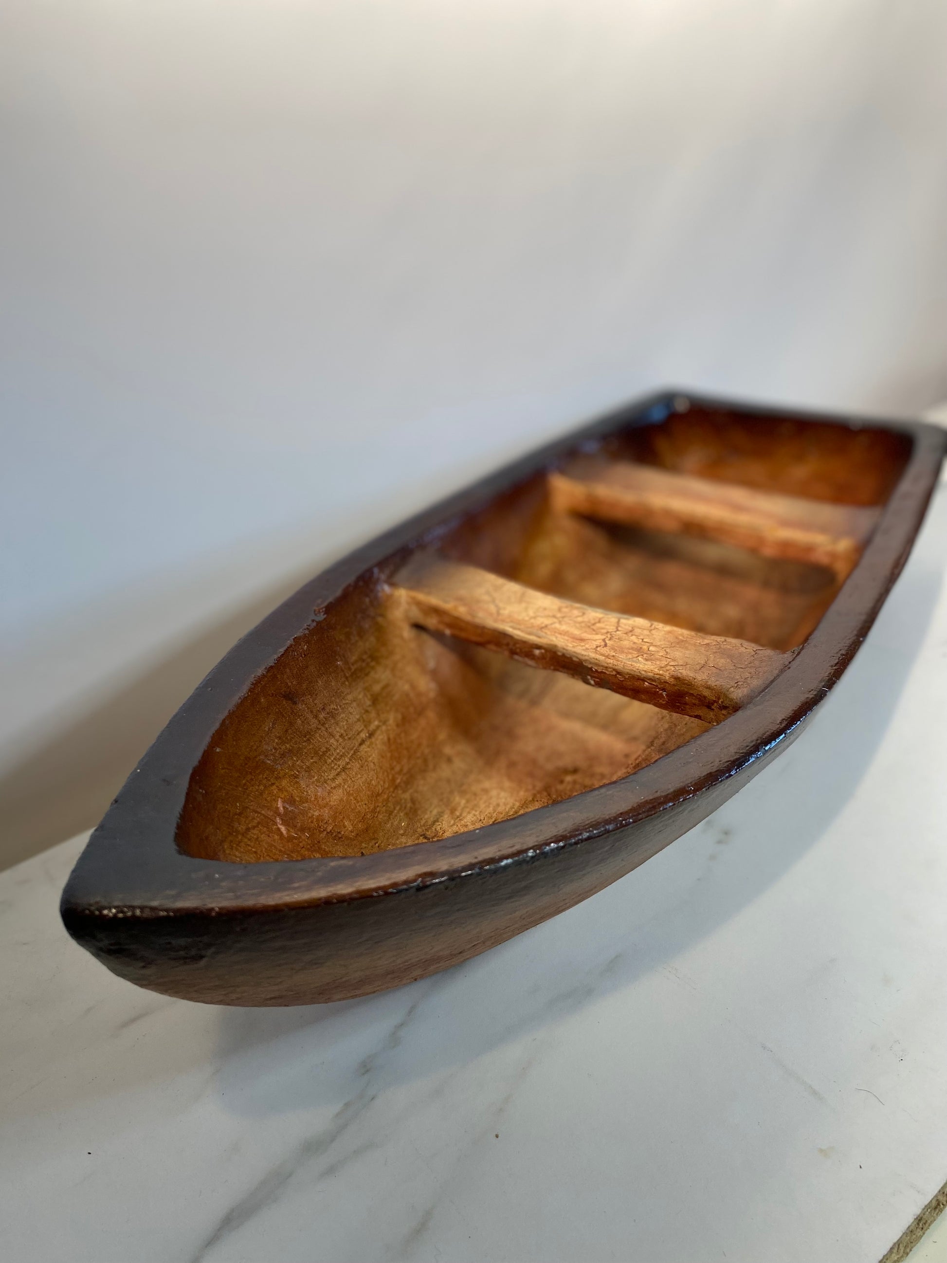 Decorative clay rowboat