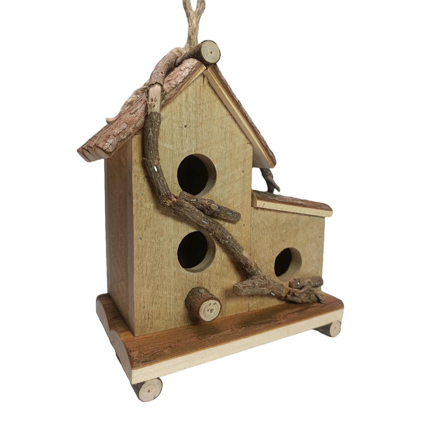 3 Hole Wooden Birdhouse