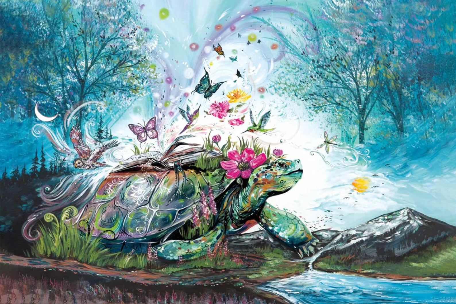 Mystical turtle art print by artist Carla joseph