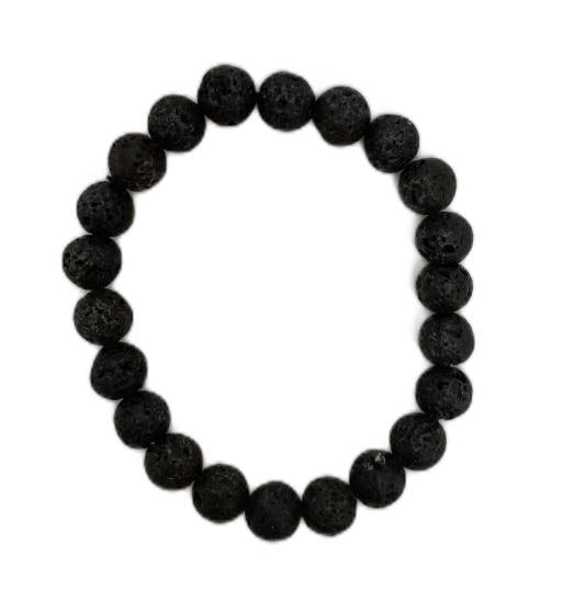 Black beaded bracelet on a white background