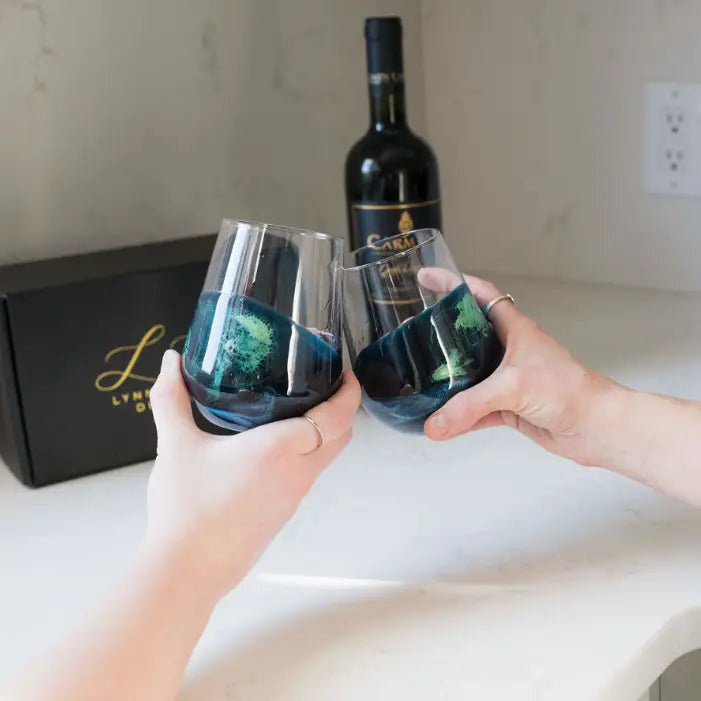 15 oz Wine Glasses – Handcrafted Functional Art (Set of 2)