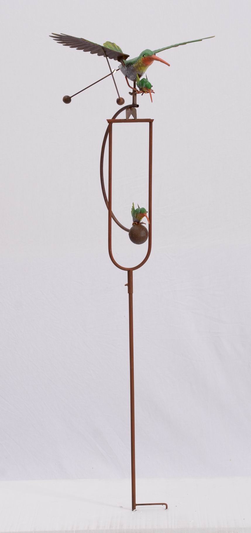 Metal rocking hummingbird garden stake
