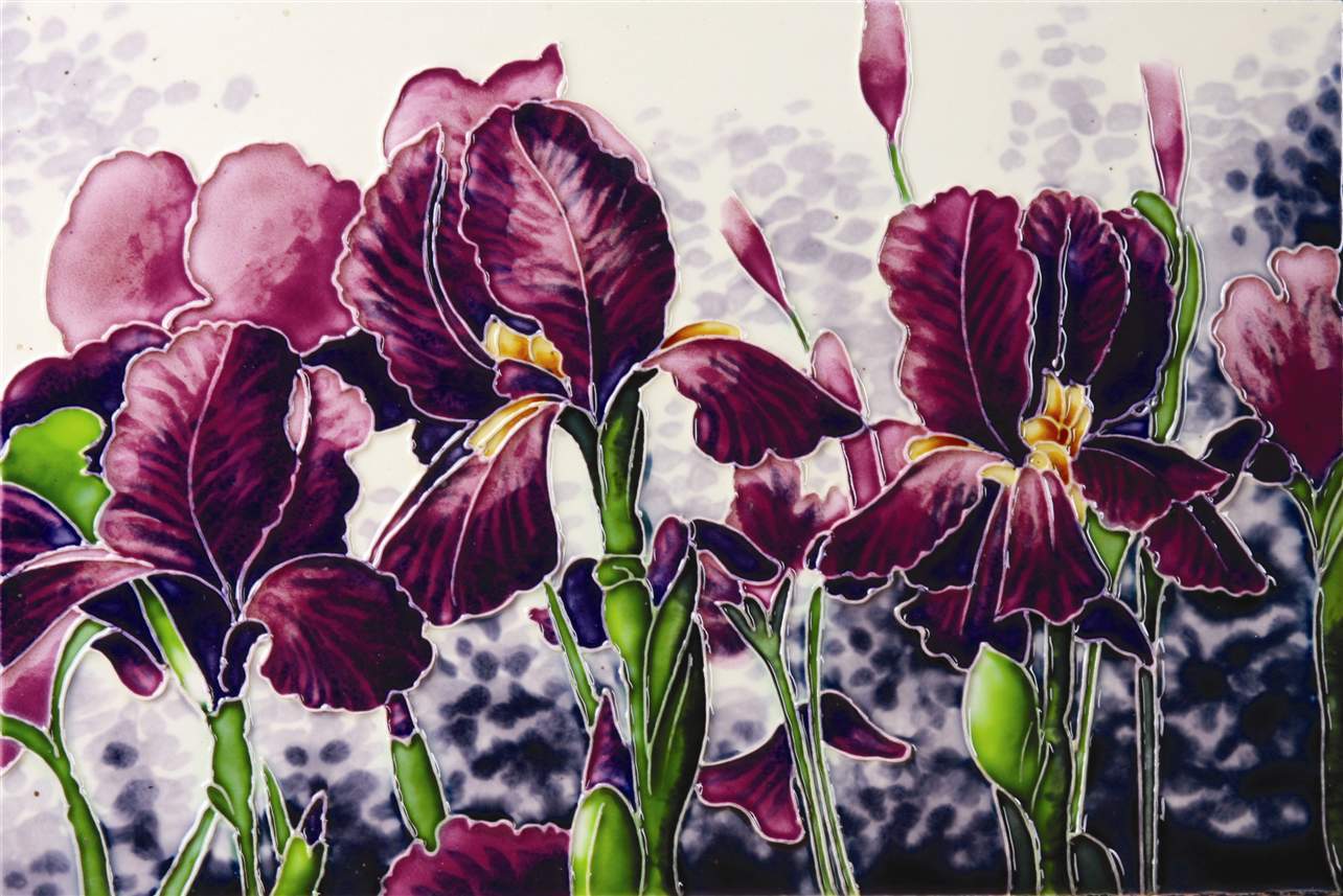 Iris garden ceramic art tile