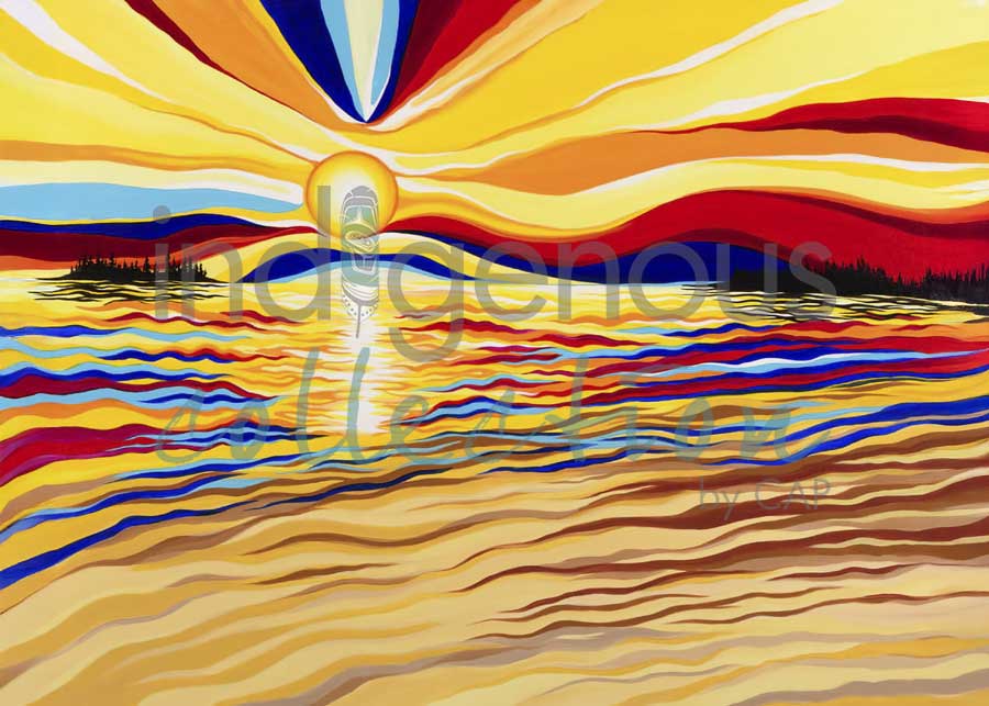 Sunset matted and framed art card