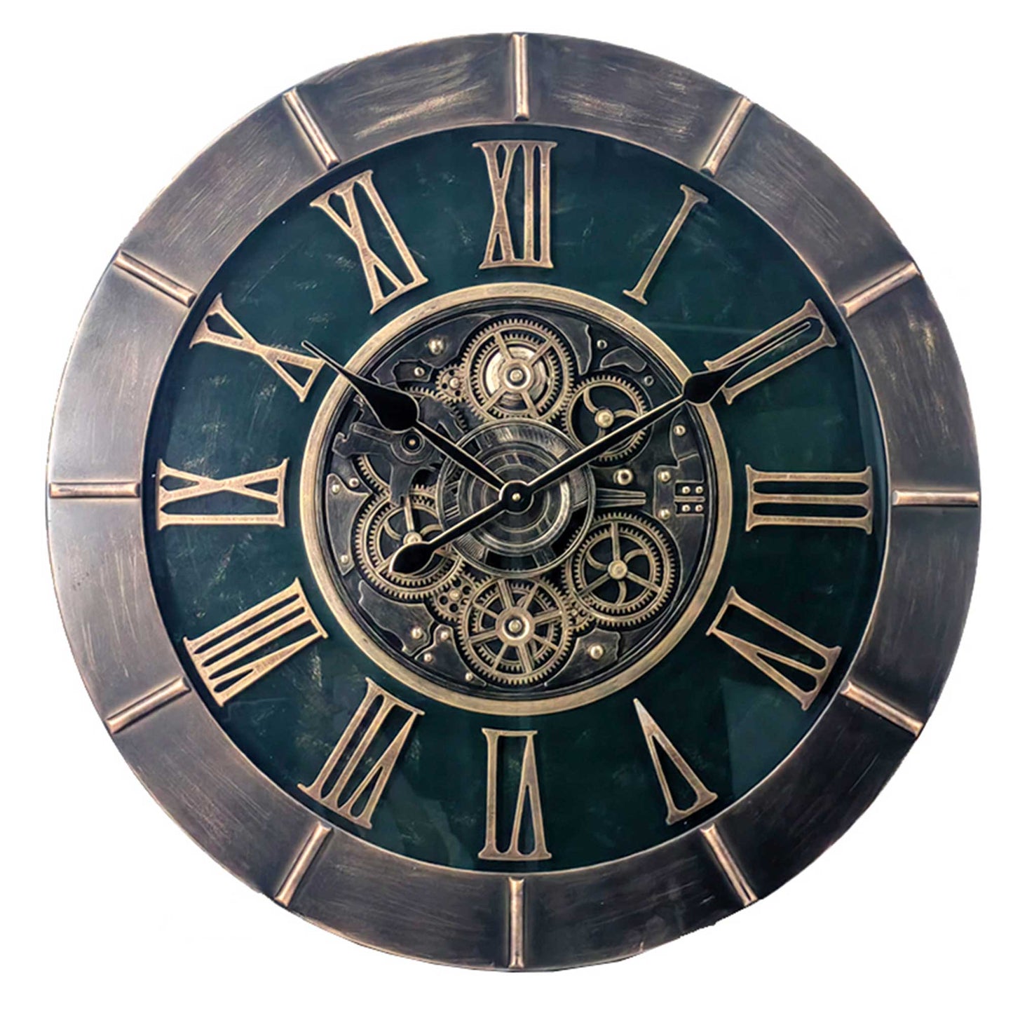 Grey Moving Gears Wall Clock