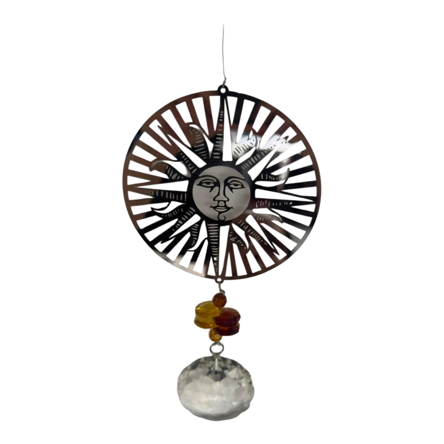 ZenN Stainless Steel Sun Face Crystal Sundrop