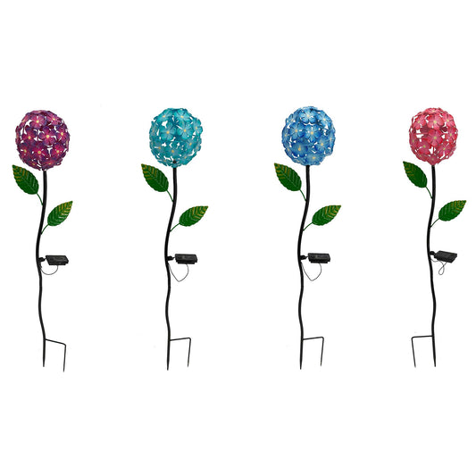 metal hydrangea solar ight up garden stake