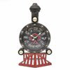 Decorative clock with red accents on a white background