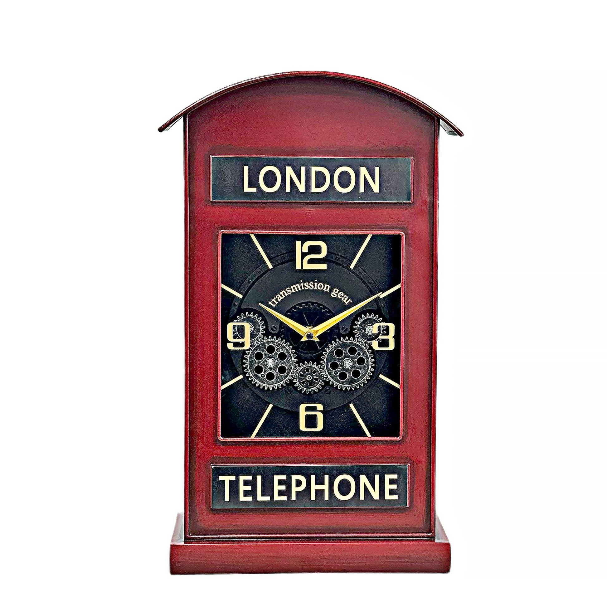 Decorative clock with 'London' and 'Telephone' text on a white background