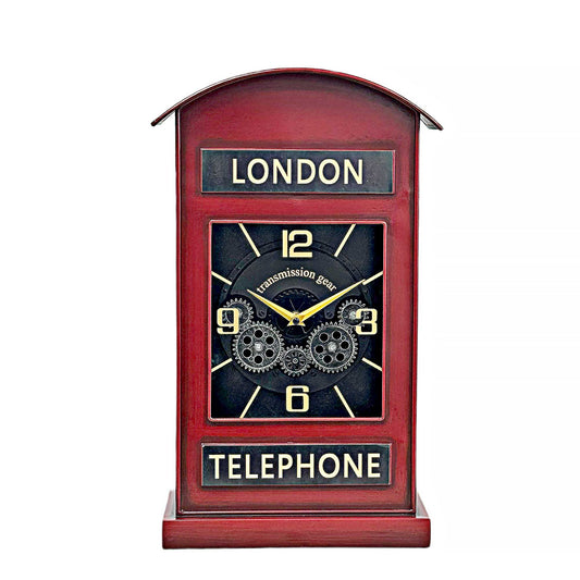 Decorative clock with 'London' and 'Telephone' text on a white background