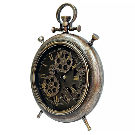 pocket watch moving gear table clock