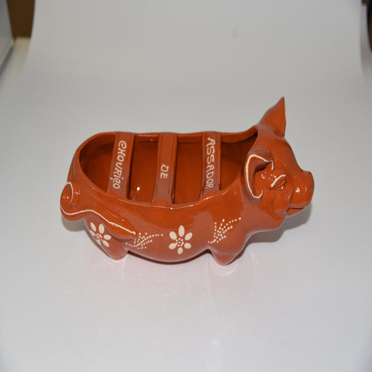Traditional Clay Sausage Roaster - Smiling Pig