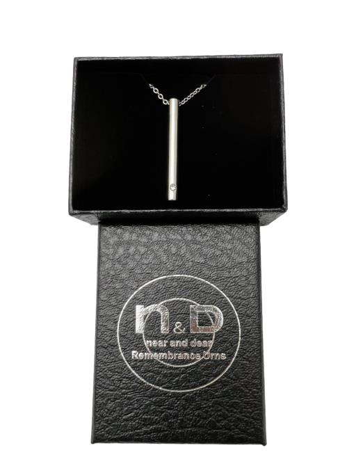 Stainless Steel Pendant necklace, Tube with Stone