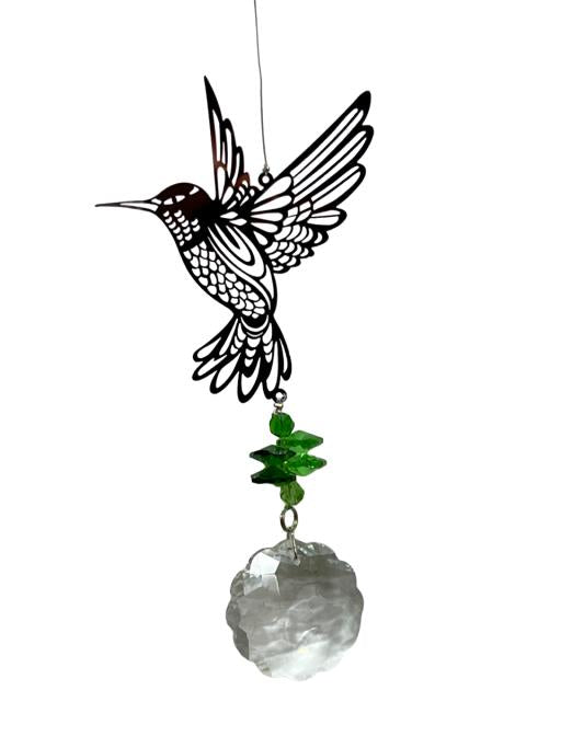 Stainless Steel Crystal Suncatcher – Hummingbird Design