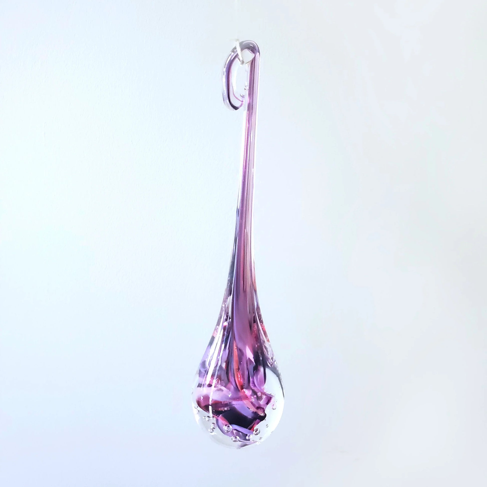 Purple Hand-blown Glass Tear of Joy.