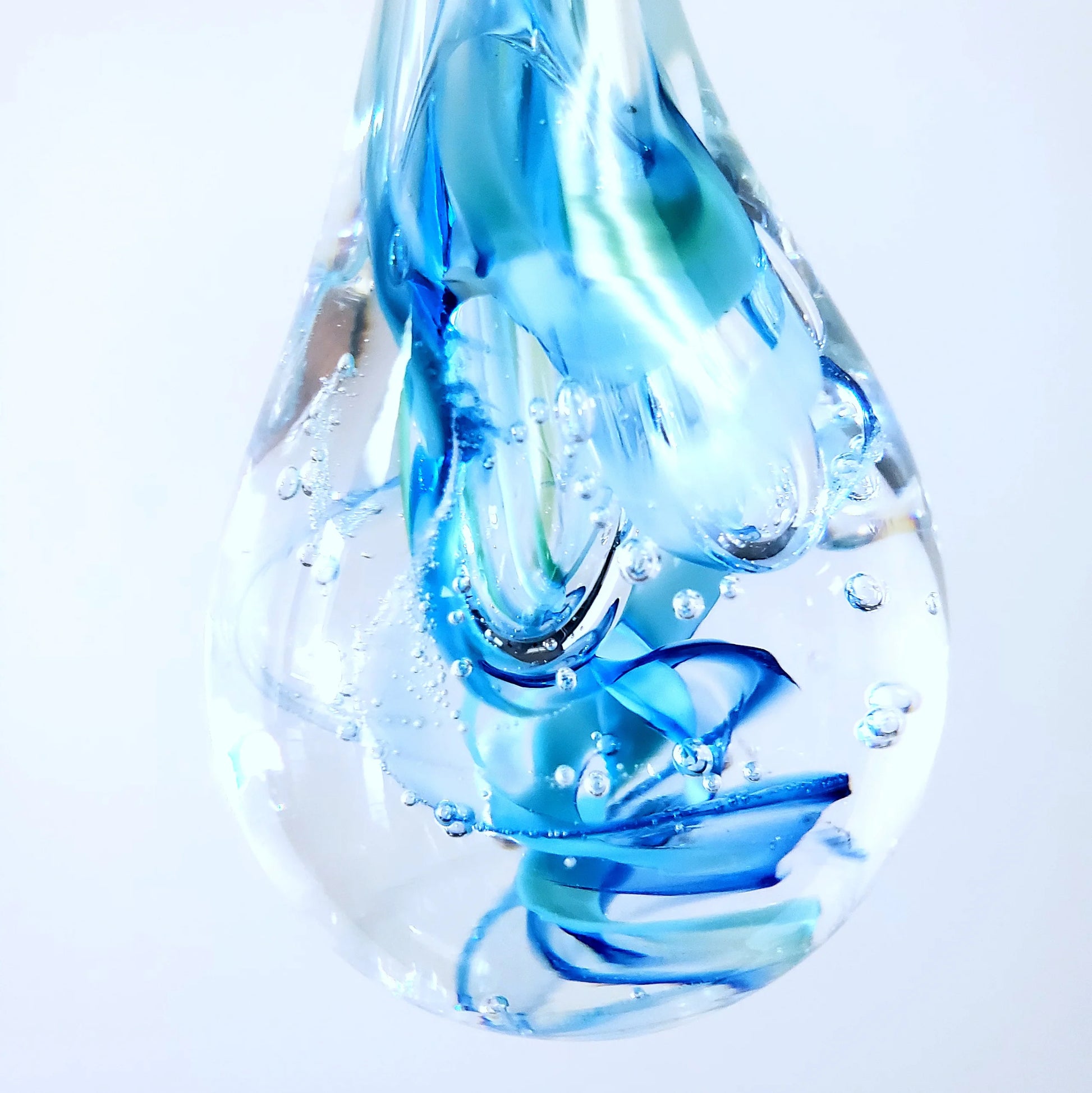 Blue Hand-blown Glass Tear of Joy.