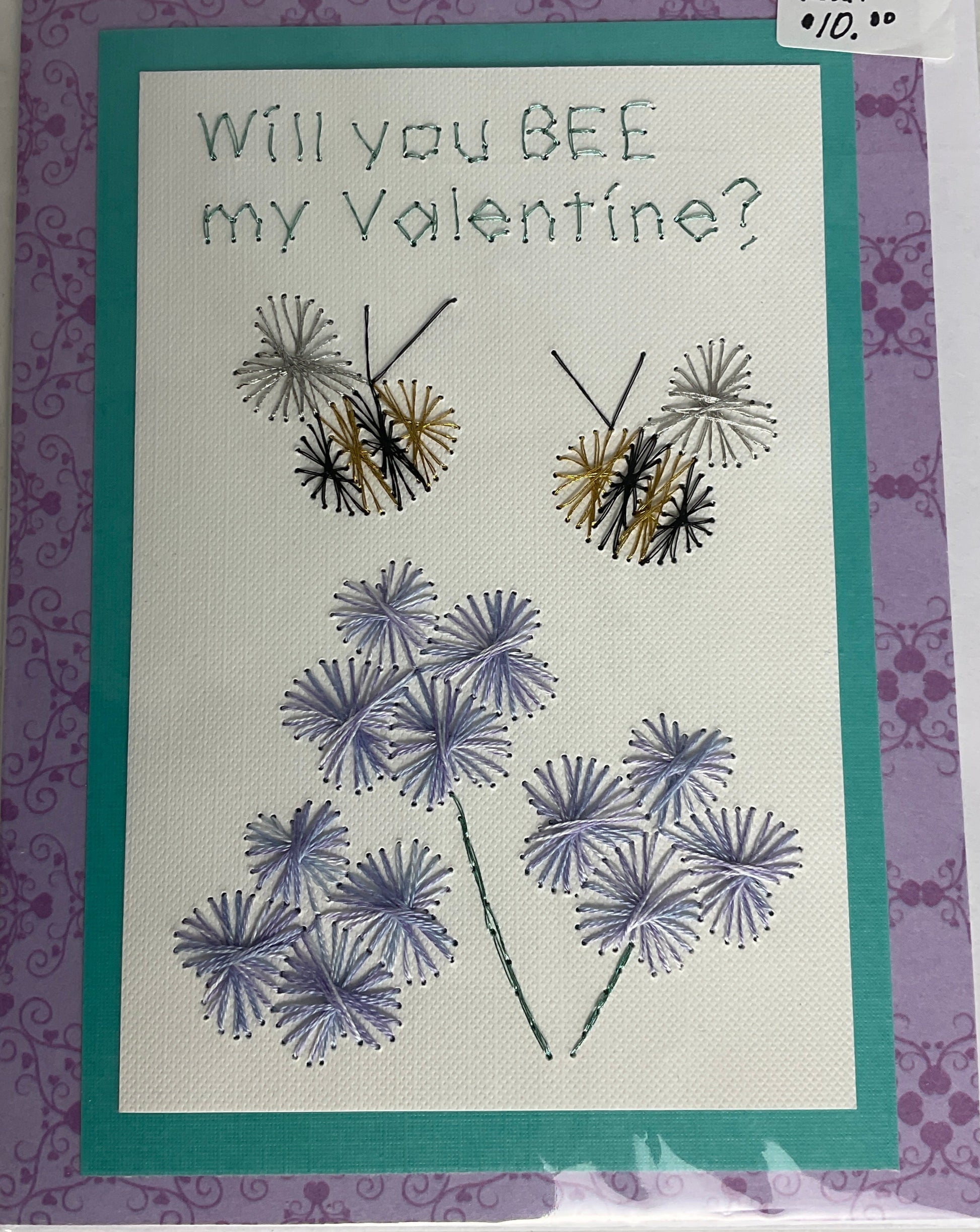 Hand Stitched Valentines Day Card