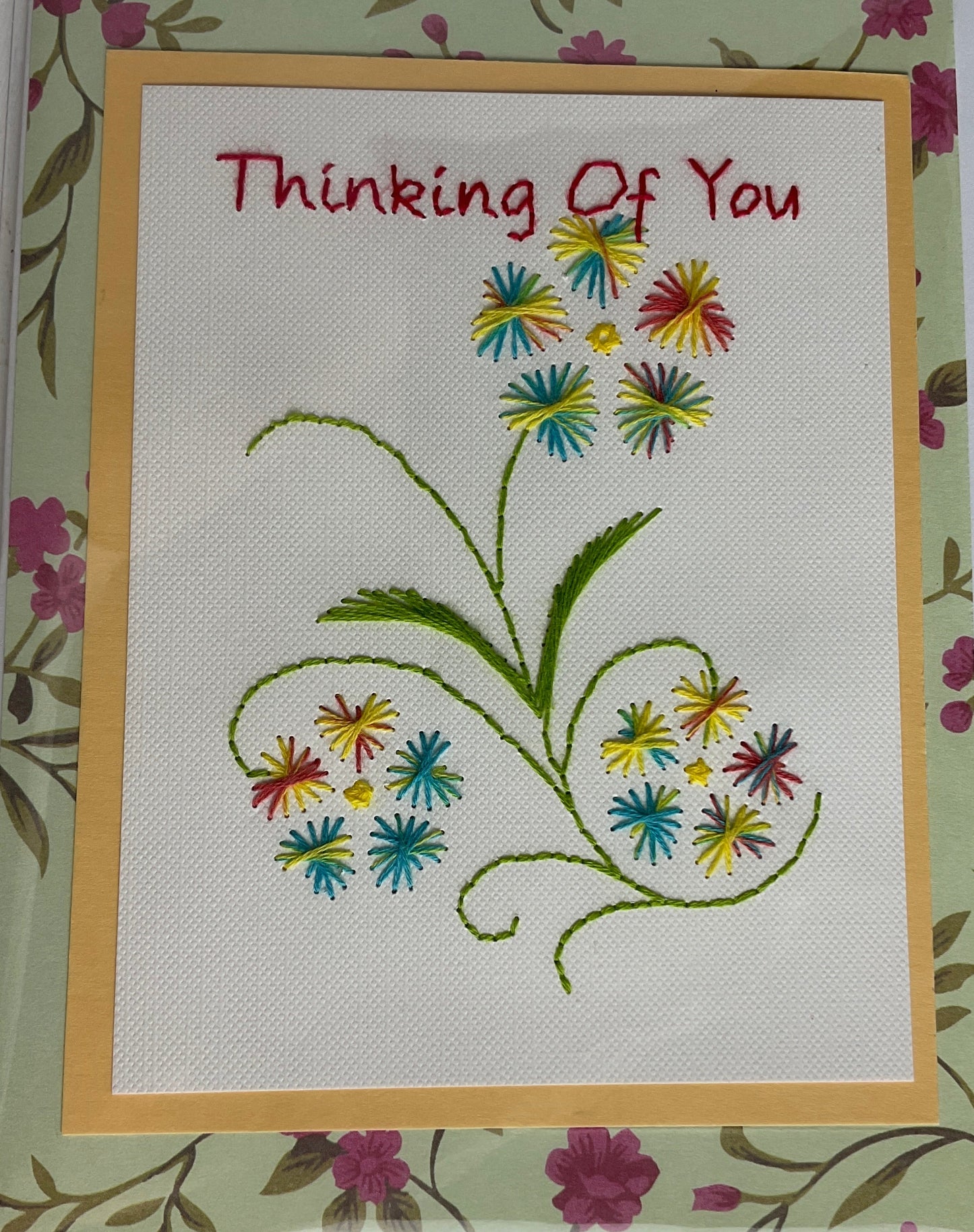 Hand Stitched thinking of you card