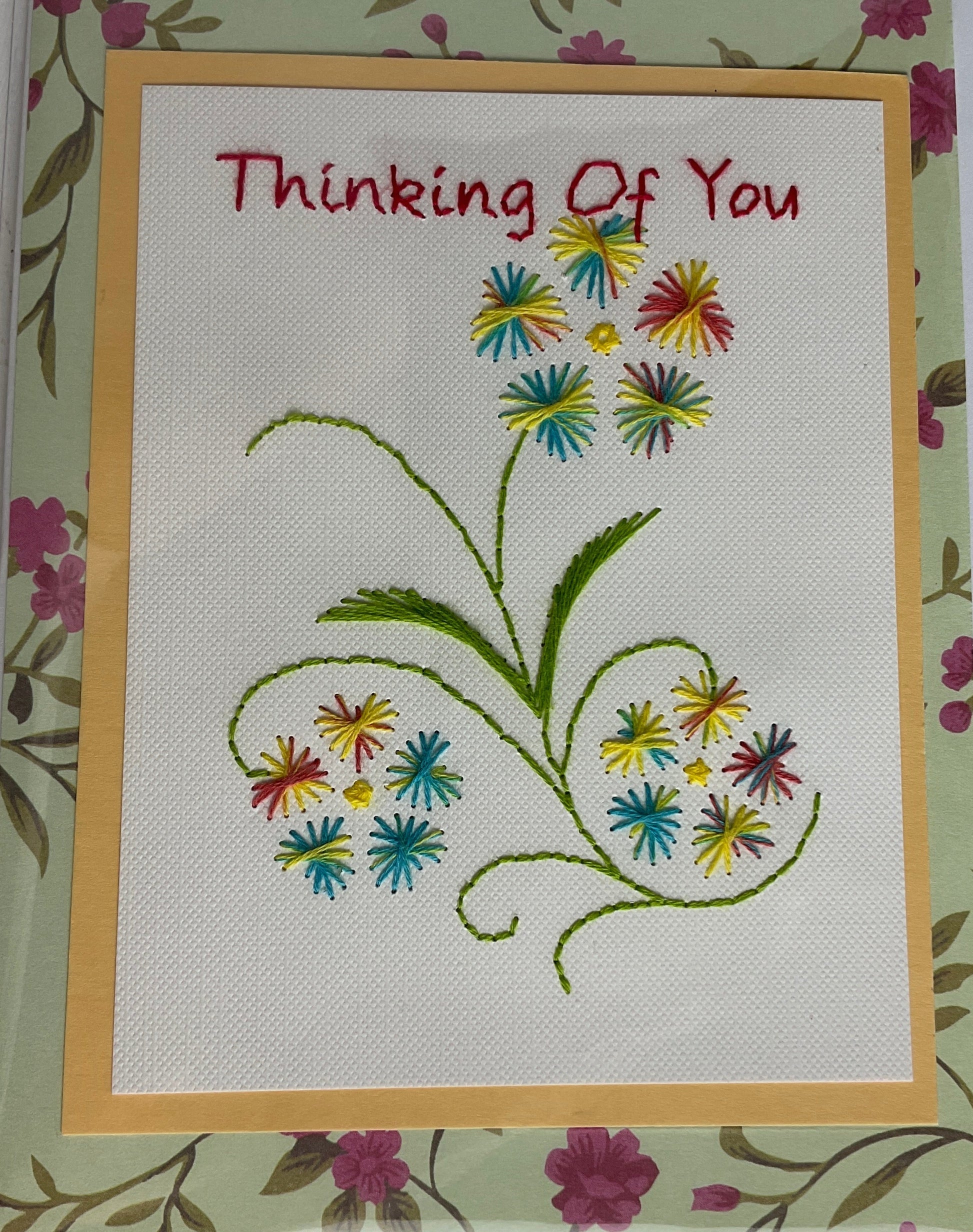 Hand Stitched thinking of you card